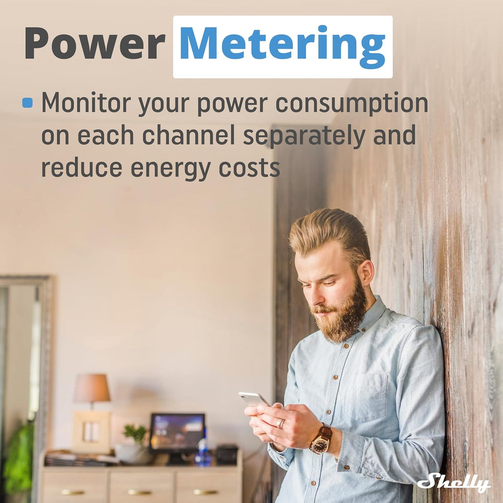 Shelly 2PM Gen3 | WiFi 2-Channel Smart Relay Switch with Power Metering | Home Automation | Roller Shutters, Blinds, Gates Control | Remote Control | Alexa & Google Home | iOS Android App
