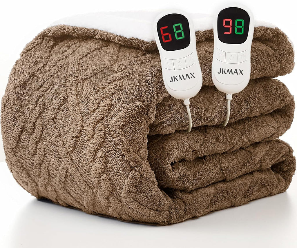 Heated Electric Blanket Queen Size-84"x90" Heating Blanket with 10 Heating Levels & 5 Time Settings Over-Heat Protection，Winter Warmer for Adults with ETL Certification（Beige）