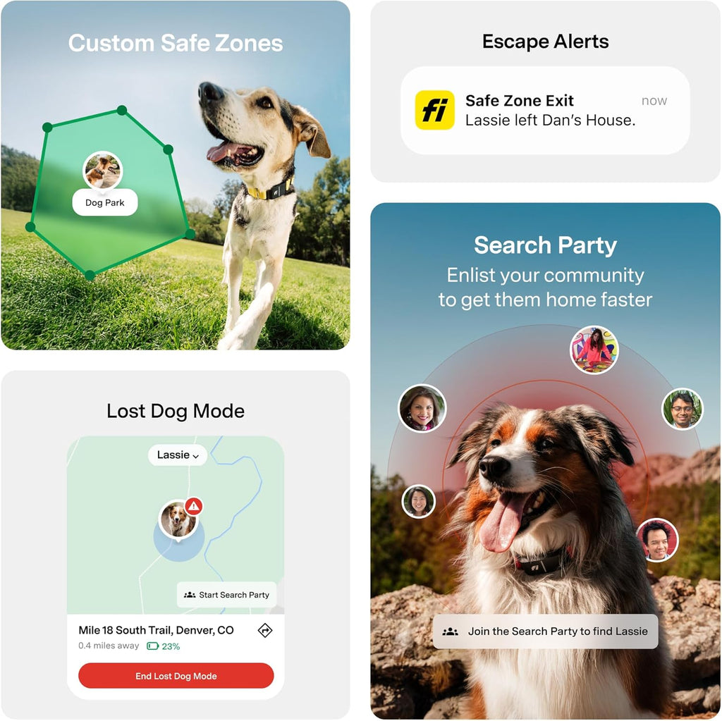 New Fi Series 3+ Smart Dog Tracker Collar [6 Month Membership Included] GPS Tracker for Dogs with Health & Behavior Monitoring, Escape Alerts, Waterproof, LED, Apple Watch Compatible (Blue, Small)
