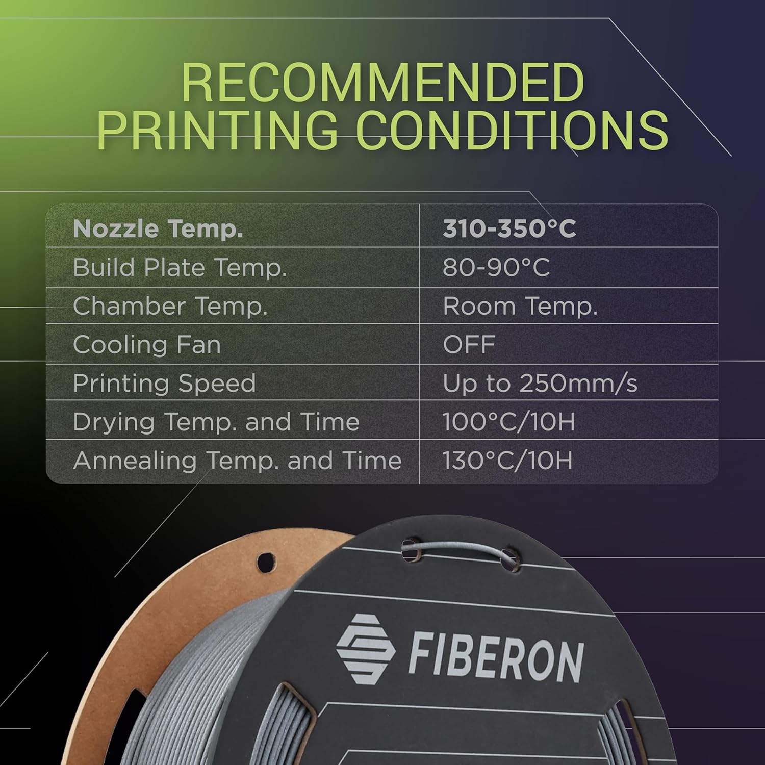 Polymaker Fiberon PPS-GF20 Filament 1.75mm 3kg Spool, Extreme Heat Resistance, Electrically Insulating, UL94 V0 Flame Retardant, Chemical Resistant, Ideal for Housings, Fixtures & Automotive Parts