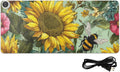 Heated Desk Pad Mouse Pad 31.5x13 Inch PU Leather Desk Mat with 3 Heat Levels Large Mouse Gaming Computer Laptop Mat Bees Sunflowers Leaves Green