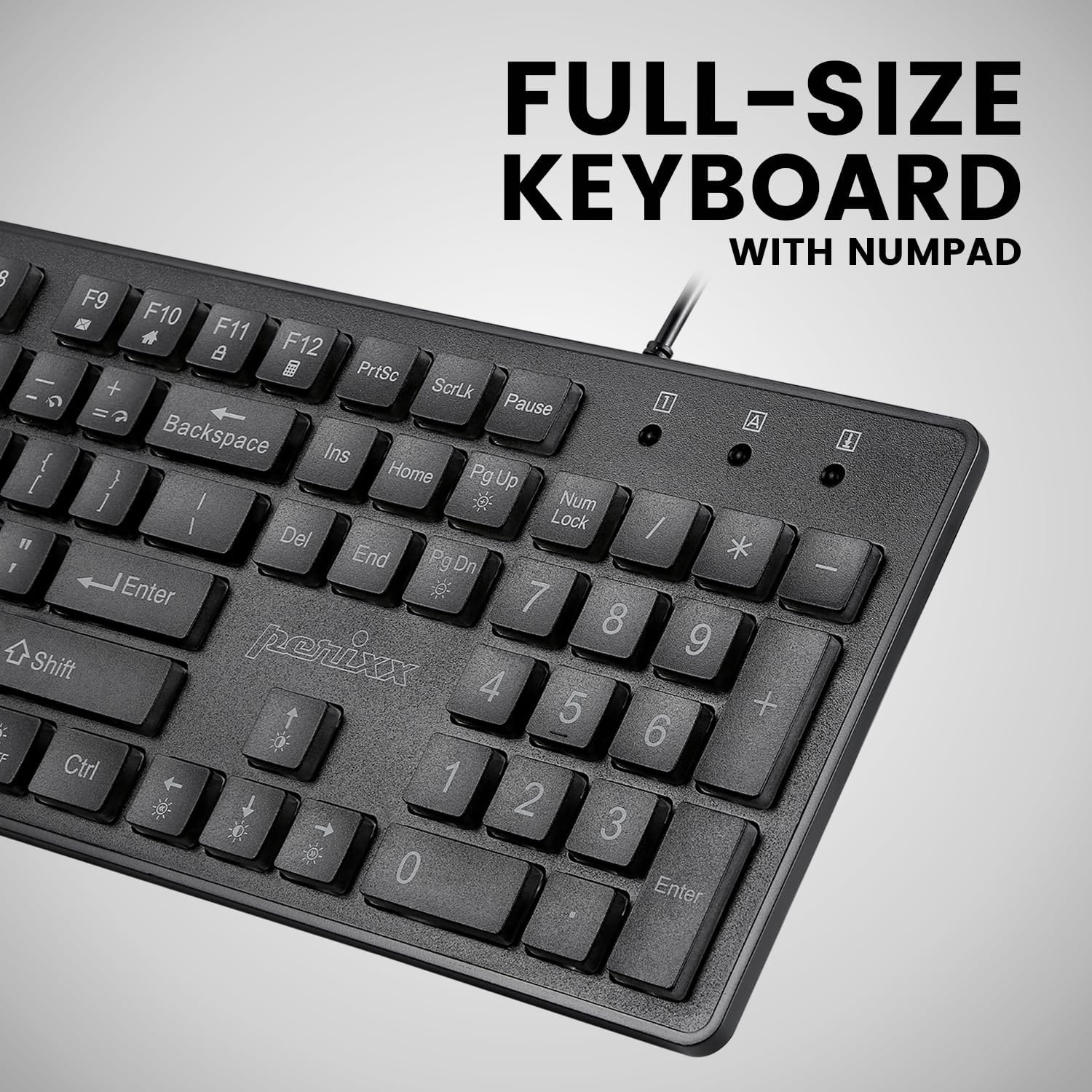 Perixx PERIBOARD-317RGB Wired Backlit USB Keyboard - Big Print Letter with RGB Illuminated LED - US English Layout