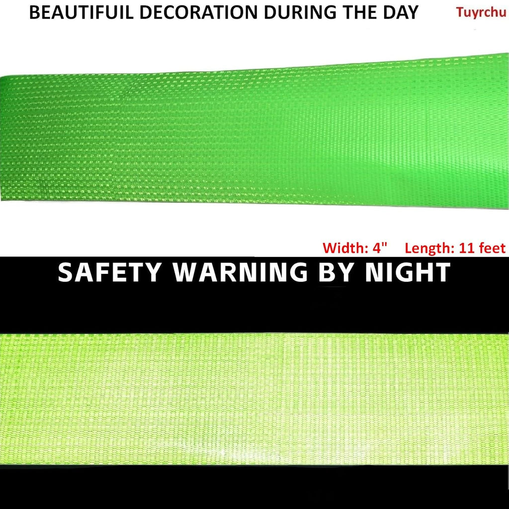 Green Reflective Tape Outdoor Waterproof 4 inch, High Visibility Warning Industrial Marking Tape, Safety Stickers (11 feet)