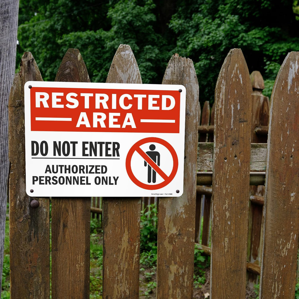 SmartSign 2-Pack 'Restricted Area Do Not Enter Authorized Personnel Only' OSHA Metal Sign - 10" x 14", 40 mil Laminated Rustproof Aluminum, Fade-Resistant, Red, Black and White, Made in USA