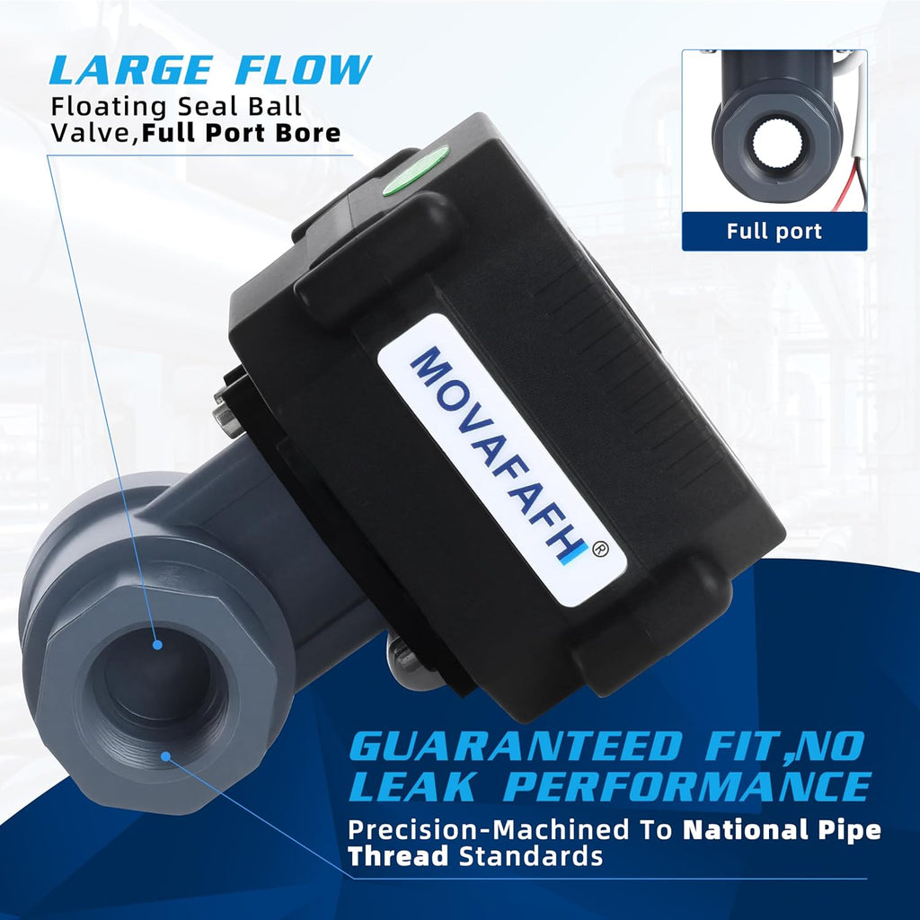 Electric Motorized Ball Valve- UPVC Electrical Ball Valve with Full Port, 9-24V AC/DC and 2 Wire Auto Return Setup(1"), 30Pack