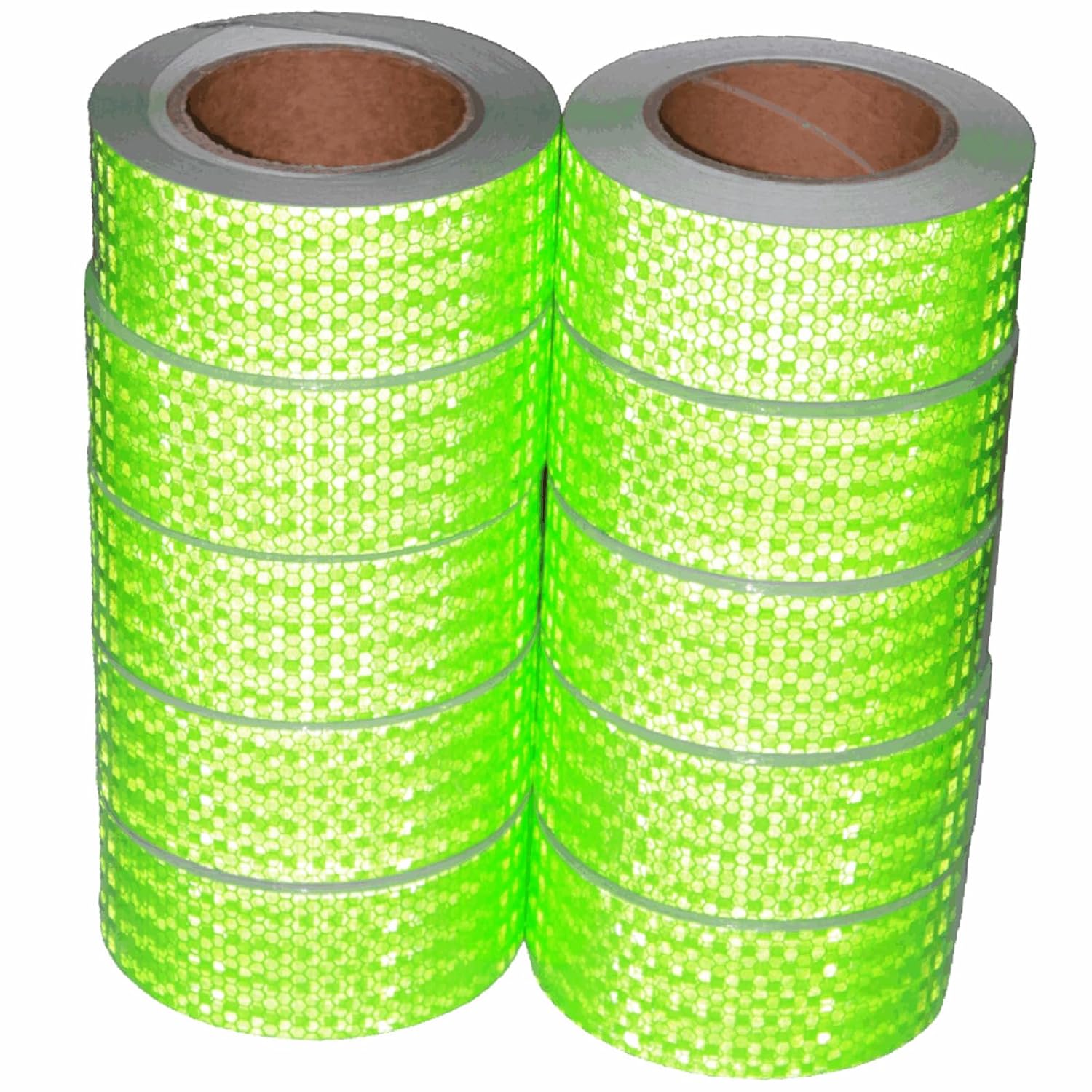 Green Reflective Tape Outdoor Waterproof 2 inch Wide, High Visibility Warning Industrial Marking Tape, Safety Stickers (68 feet,10 Rolls)