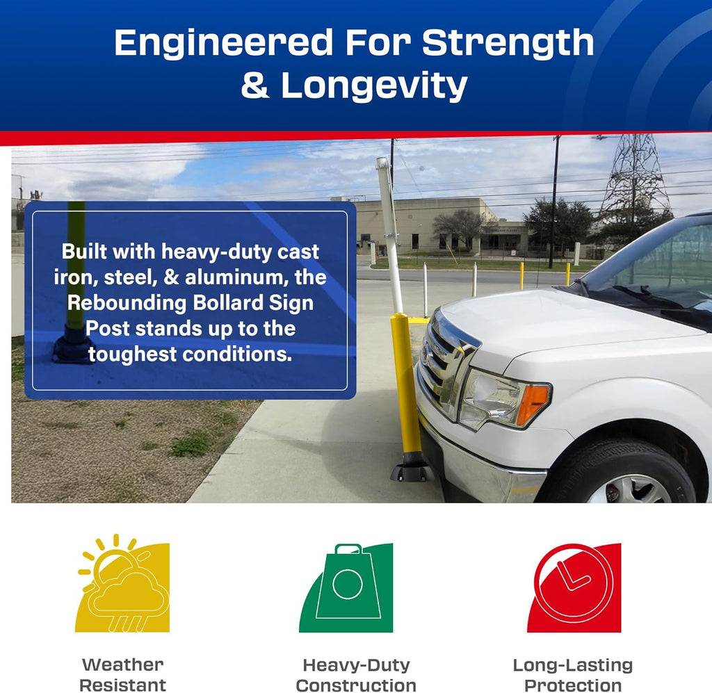Impact Recovery - SlowStop Rebounding Bollard Sign Post - Bollard Post - Made in the USA - 78”