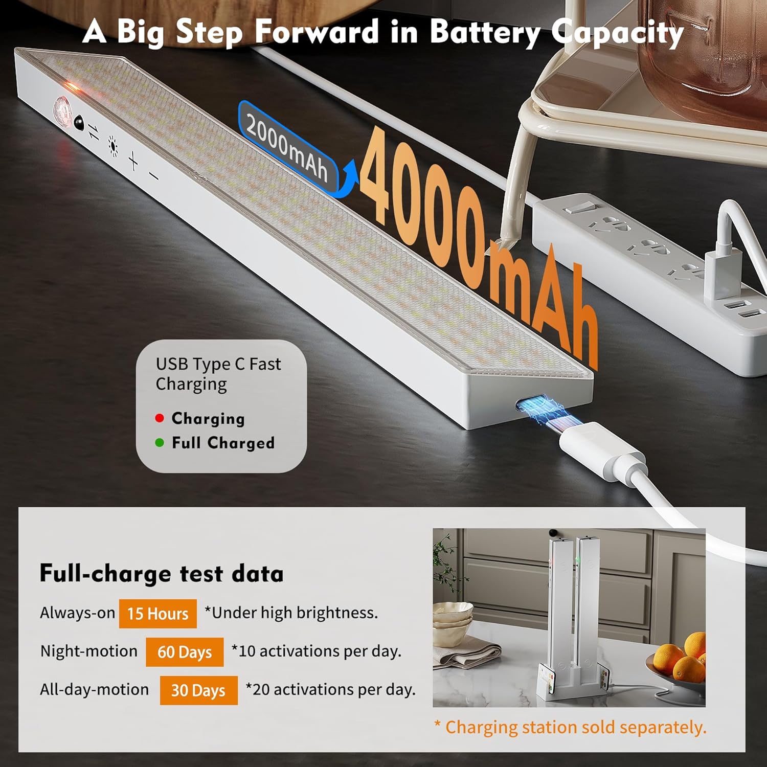 160LEDs Touch-Control Under Cabinet Lighting w/4000mAh Battery, Cordless Motion Sensor Under Counter Lights for Kitchen, Magnetic Rechargeable Closet Lights - 3Pack/White, 2025 Fall