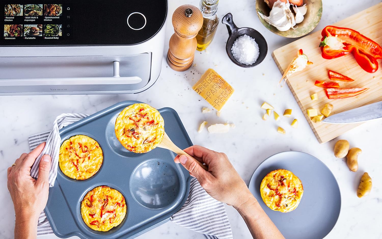 Brava Oven Bake & Breakfast Set: 10-in-1 Touchscreen Countertop Smart Oven, Air Fryer, 6-Slice Toaster, Slow Cooker, Reheater, Dehydrator, Rice Cooker, Healthy & User Friendly, Auto-Shut Off, Black