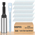 500 Pcs Eye Lag Screws and 1 Pcs Driver Set, 1/4 Inch x 3 Inch Eye Lag Wood Screws Zinc Plated 2-5/8 Inch Quick Install Bit Kit for Use with Attaching Hanger Wire to Ceiling Joists