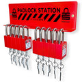 TRADESAFE Lockout Tagout Locks Station - Loto Locks Rack with 10 Padlocks Keyed Different - 2 Keys per Safety Lockout Lock