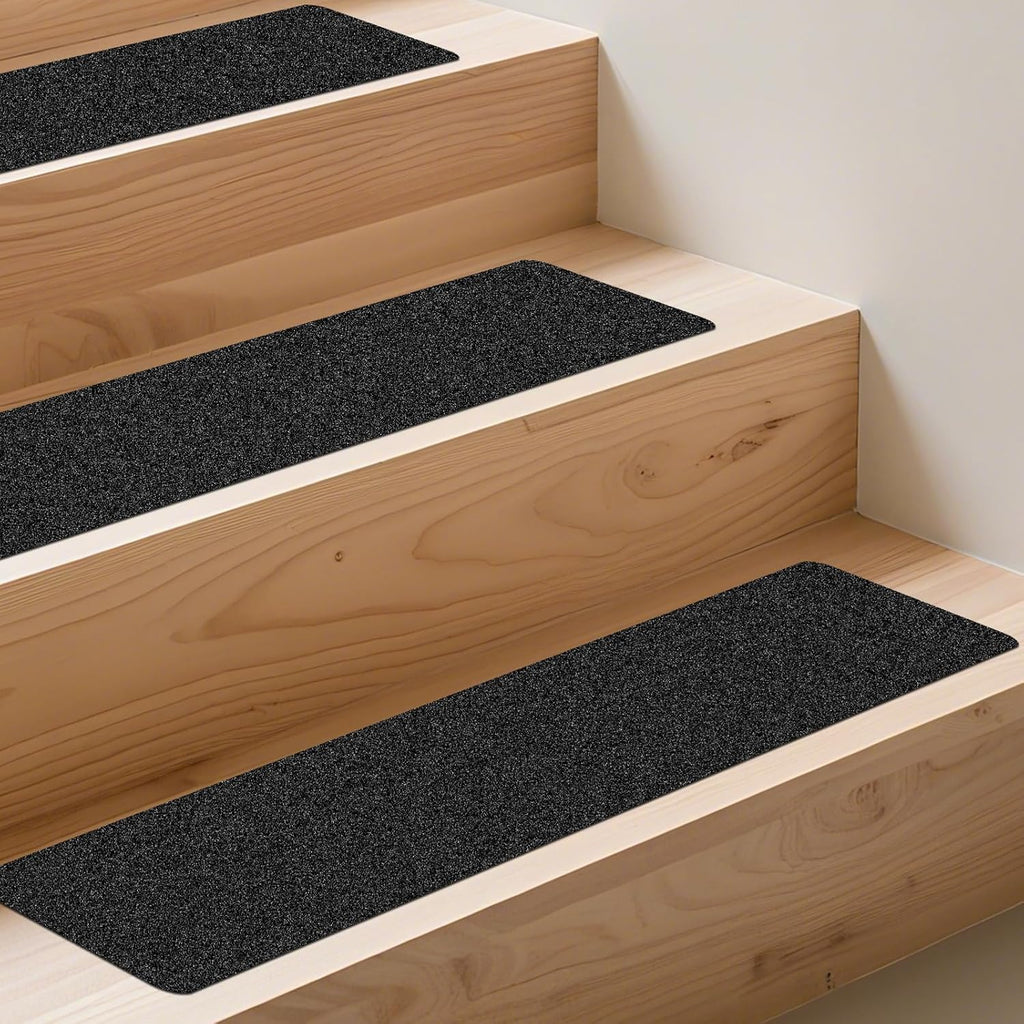 Non Slip Tape 6 inch X 30 inch (10-Pack) - Outdoor Waterproof Non Skid Tape, Stair Treads Anti Slip Tape for Step, Deck, Pre-Cut Anti Slip Tape, Black with Roller