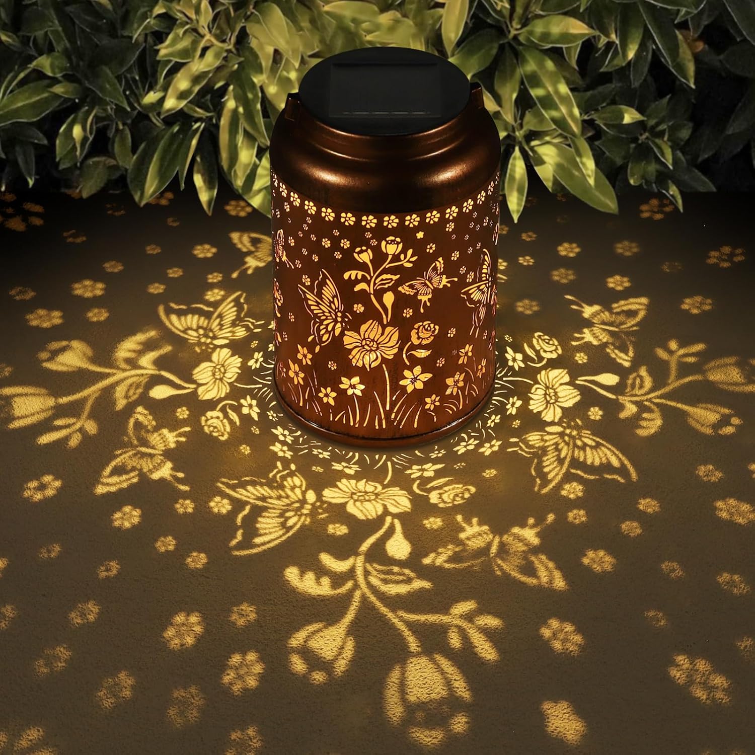 Solar Lanterns Outdoor Waterproof Hummingbird Garden Decor Christmas Gifts for Women Mom Grandma Hanging Lights Metal Solar Decoration Outside for Yard, Patio,Backyard(Butterfly and Sunflower)