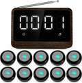 Nurse Call System Wireless Caregiver Pager Bell Buttons for Elderly at Home Call Light for Seniors Clinic, Elderly Monitoring, Care Facility, Restaurant Black Walnut