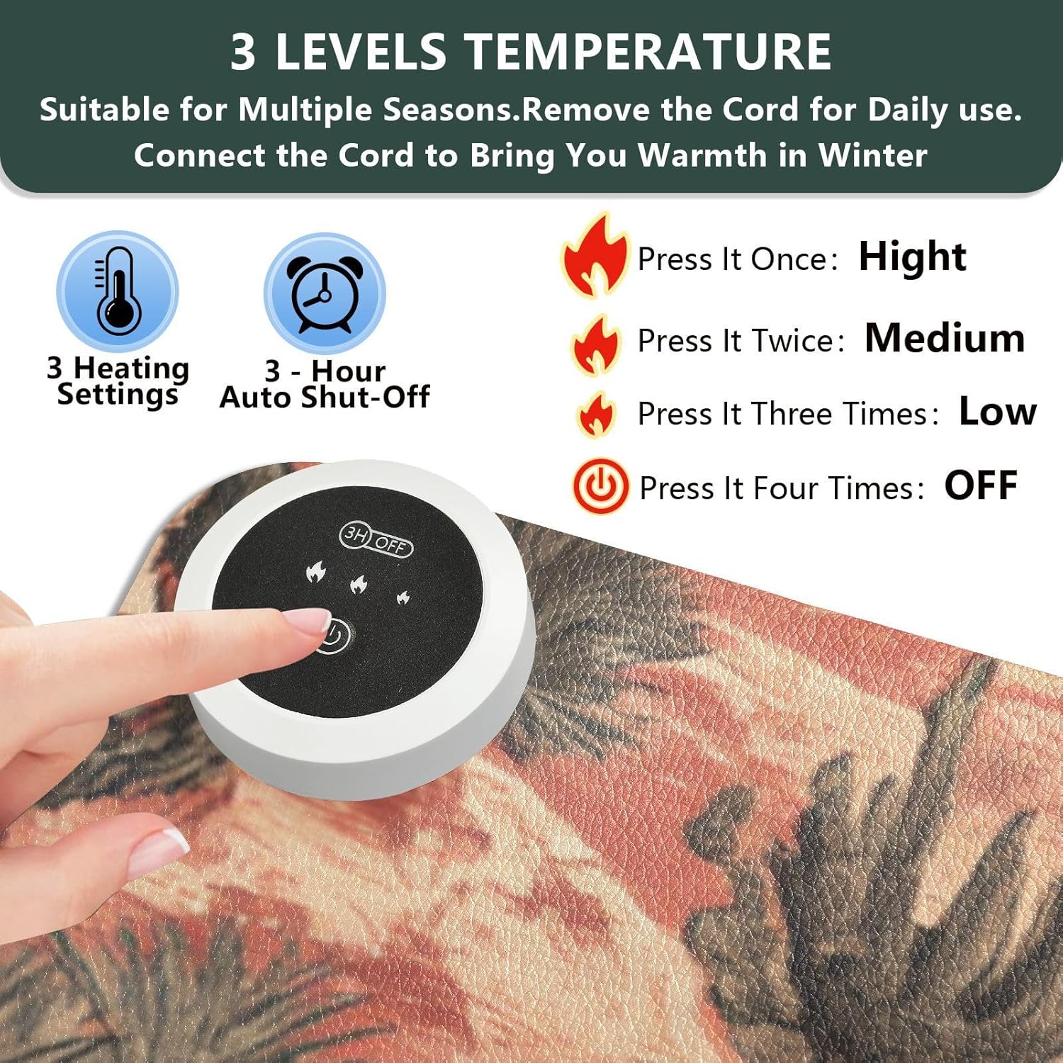 Heated Desk Pad Mouse Pad 31.5x13 Inch PU Leather Desk Mat with 3 Heat Levels Large Mouse Gaming Computer Laptop Mat Cowboys Horses Cactus Desert