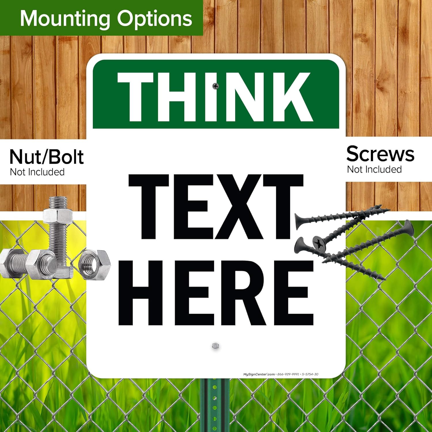 Custom Think Sign, OSHA Sign, 24x30 Inches, Rust Free .063 Aluminum, Fade Resistant, Made in USA by My Sign Center