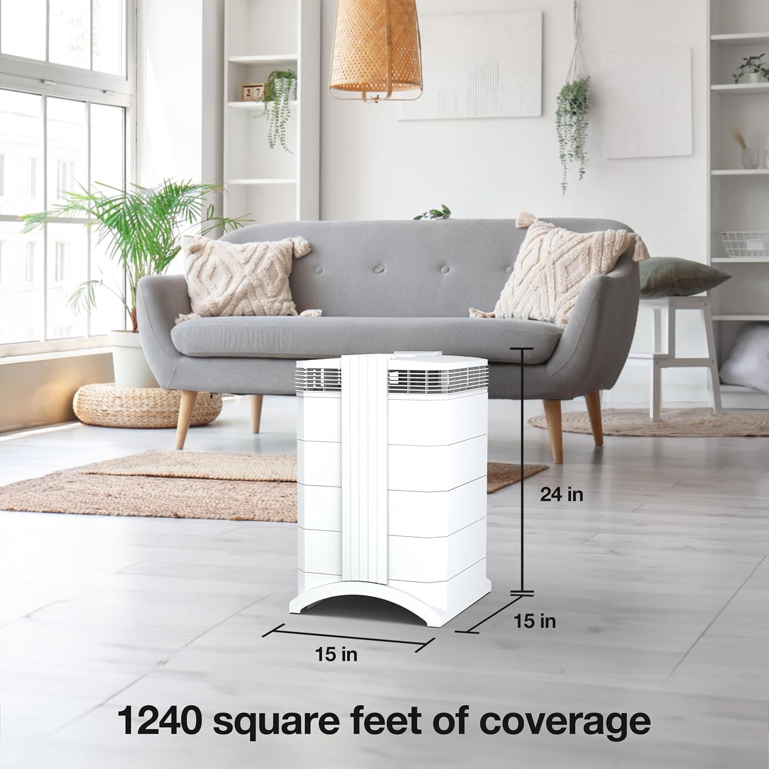 IQAir HealthPro Compact XE Air Purifier - Compact HyperHEPA Filtration for Rooms up to 1240 sq ft - Allergens, Smoke, Dust, Mold, Pet Dander, Swiss Made, WiFi Enabled