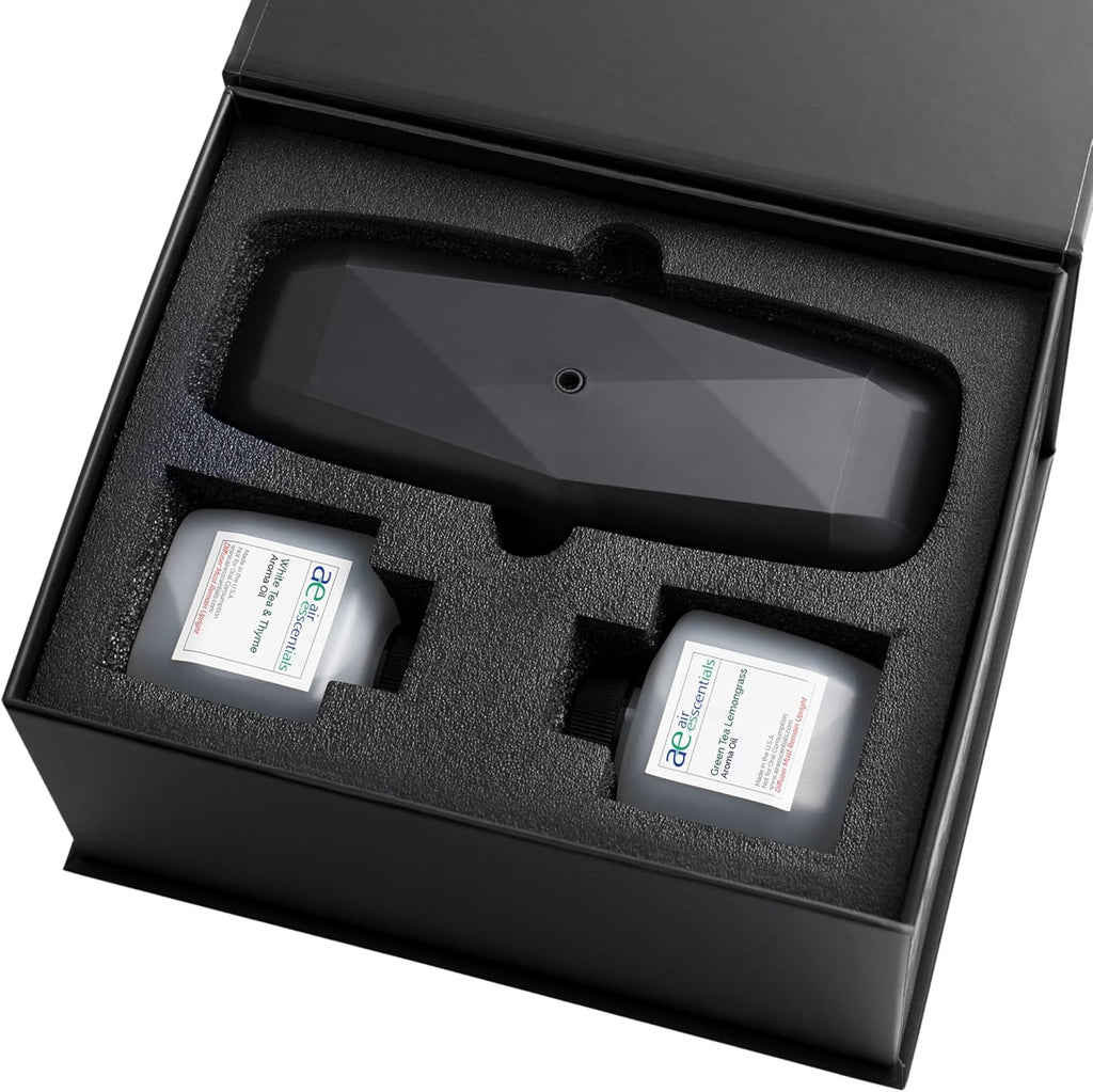 Air Esscentials The Diamond Gift Set, Smart Scent Air Machine for Home with Refreshing Herbal & Citrus Aromas, Waterless Fragrance Oil Diffuser, White Tea & Thyme, Green Tea Lemongrass, Black
