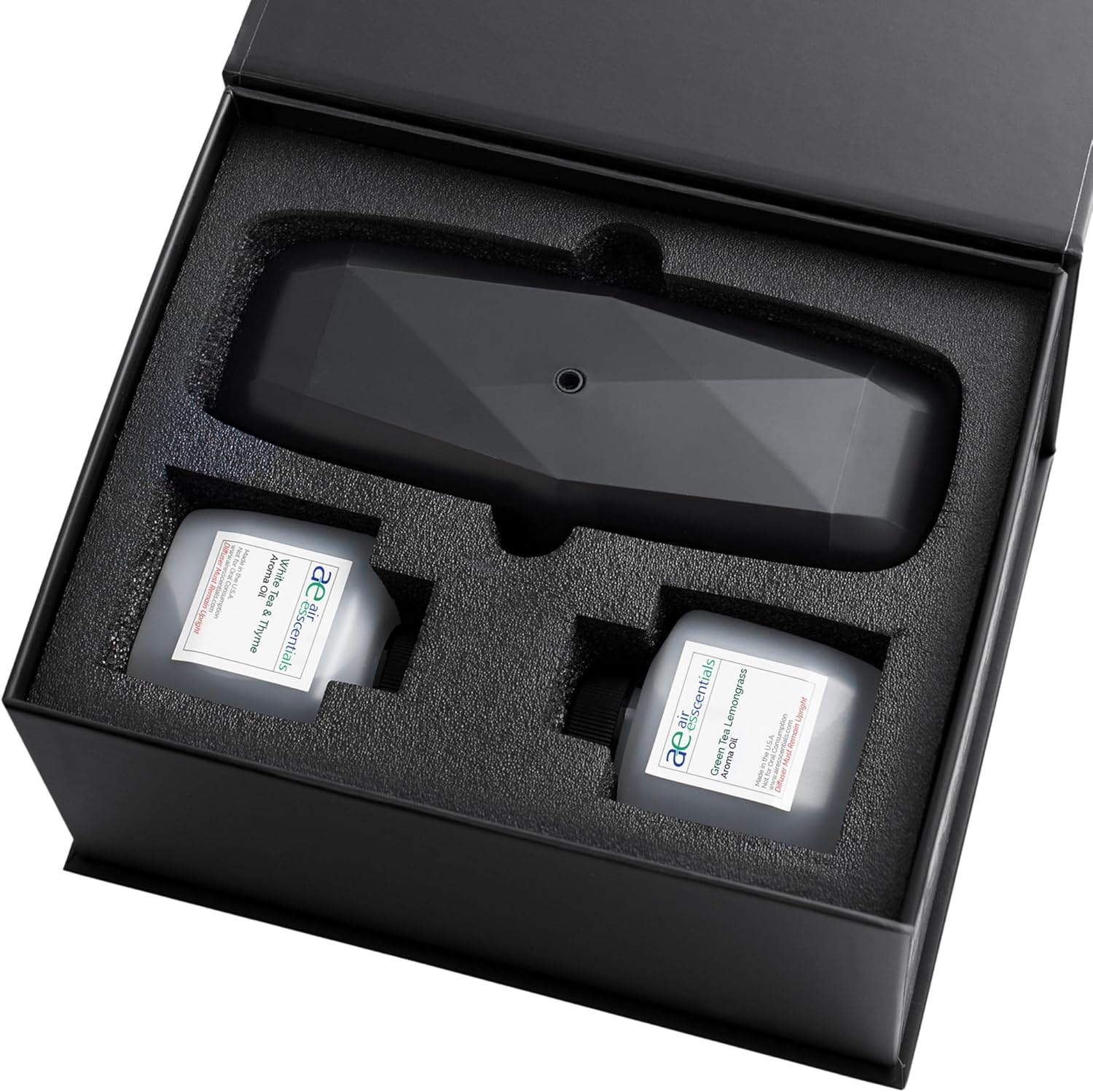 Air Esscentials The Diamond Gift Set, Smart Scent Air Machine for Home with Refreshing Herbal & Citrus Aromas, Waterless Fragrance Oil Diffuser, White Tea & Thyme, Green Tea Lemongrass, Black