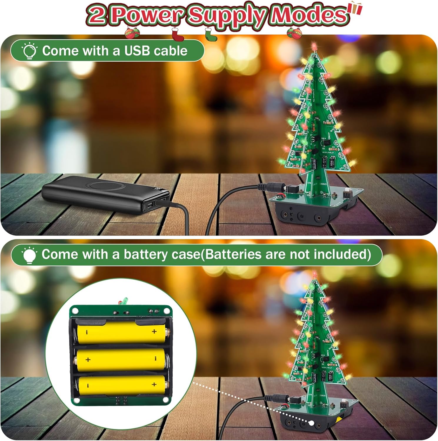 Christmas Tree Soldering Project, Icstation 3D Xmas Tree Soldering Kit with LED Flashing Lights DIY Soldering Practice 3 Colors Christmas Tree Assemble Kit for Learning Teaching STEM Educational