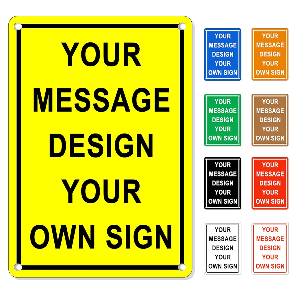 2 PACK of Custom Sign Outdoor Metal Vertical, Personalized Metal Sign for Parking, Gate, Delivery, Garage, Weatherproof Customized Signs for Outside, Make Your Own Signs Custom(18x12 Inches)
