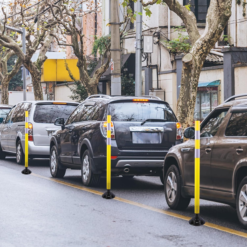 OrangeStar 8 Pack Delineator Post 48" Yellow Traffic Delineator Cones with Fixable Base for Road Safety, Parking Lots