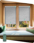 Yoolax Motorized Shades Dual Control, MotionFlex Motorized Roller Shades with App & Manual Control, Pull Down Automatic Shades for Indoor Windows, Custom Size(Light Filtering Foggy Gray)