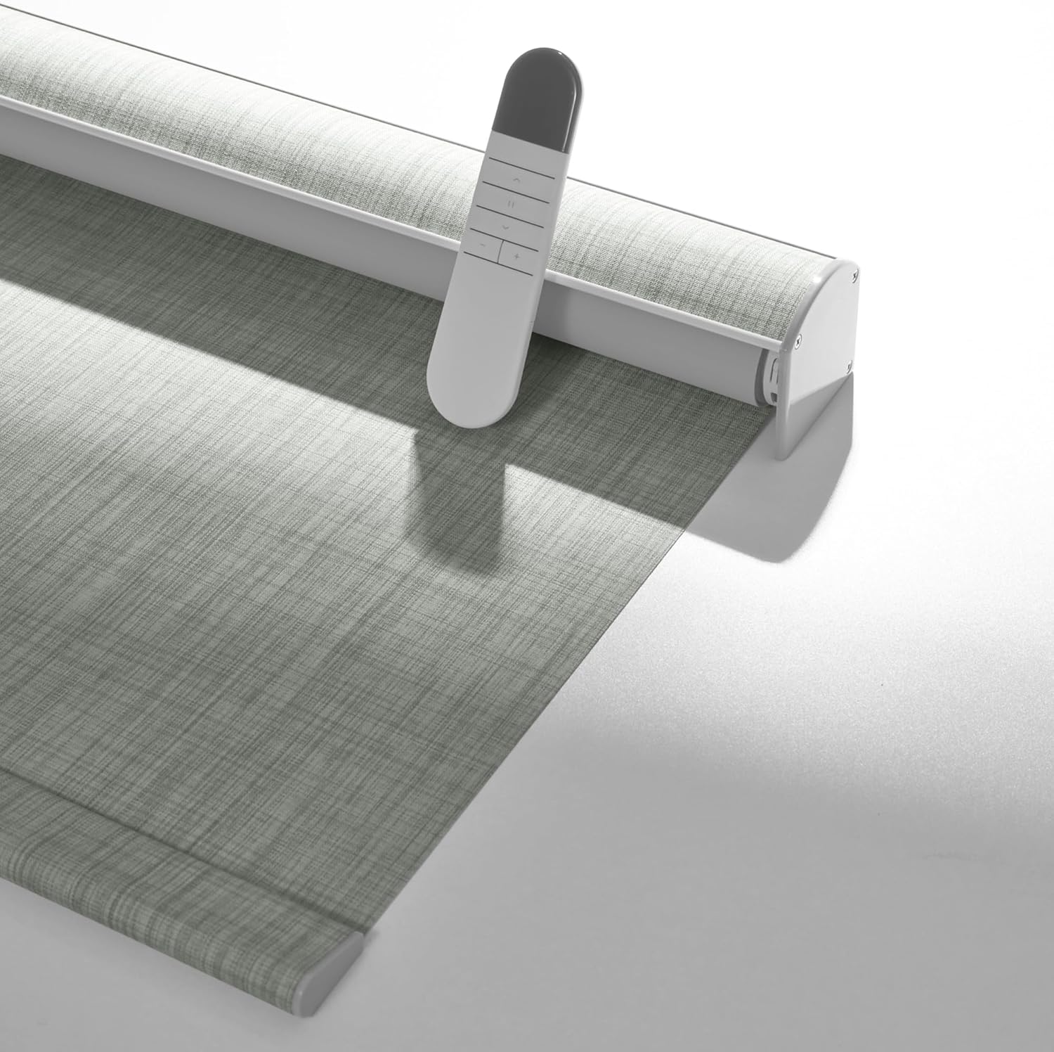 Boolegon Motorized Roller Blinds - 100% Blackout Smart Electric Shades with Remote, Compatible with Alexa/Google Home/HomeKit via Hub, Easy Install for Home Office, Light Grey, Custom Size.