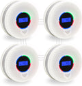 4Pack Upgraded Interlinked Smoke Carbon Monoxide Detector, Battery Powered&Wireless Interconnected Smoke and CO Alarm, Transmission Range of Over 820 ft (Includes Battery)