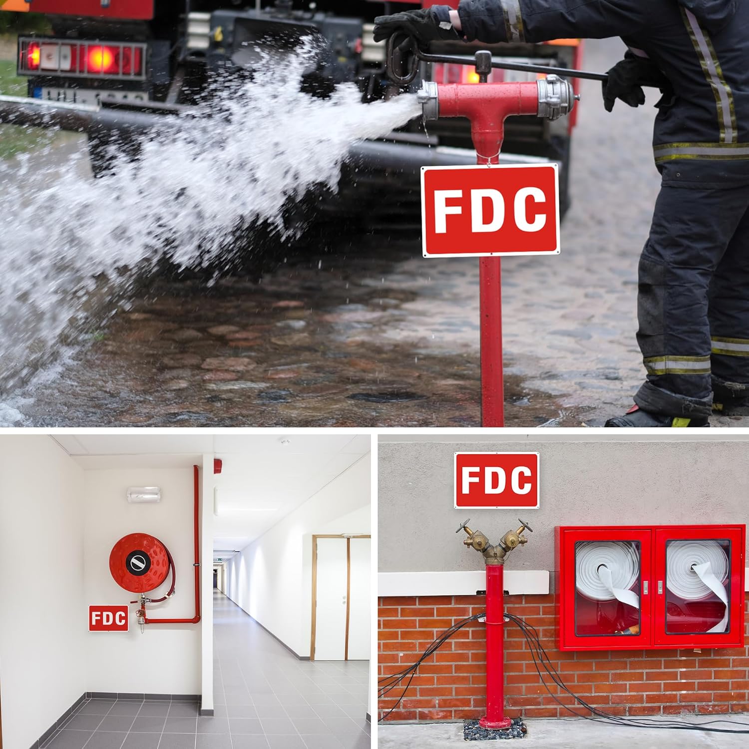 FDC Sign, 2 Pack FDC Sign Outdoor Aluminum Metal Sign, FDC Signs for Fire Department Connection, UV Protected Weather Resistant and Easy to Install (Size: 12x6 inches)