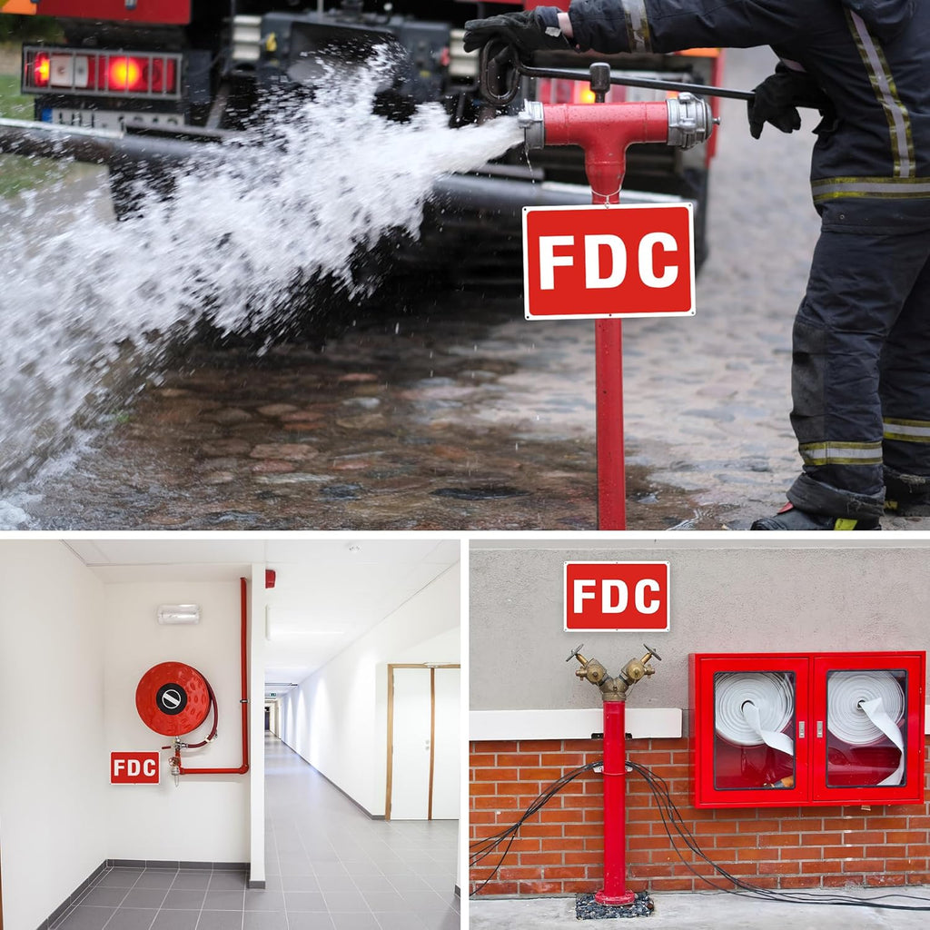 FDC Sign, 2 Pack FDC Signs Outdoor Aluminum Metal Sign, FDC Signs for Fire Department Connection, UV Protected Weather Resistant and Easy to Install (Size: 18x12 inches)