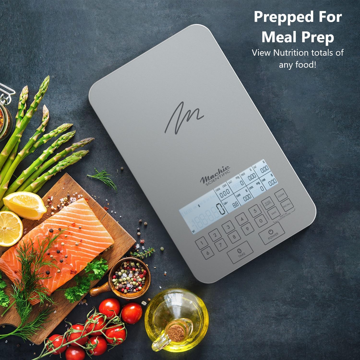 Nutrition Scale by NutraTrack™ with Food Grade Glass, Perfect for Calorie Counting, Meal Prep, and Weight Loss (Pearl Silver)