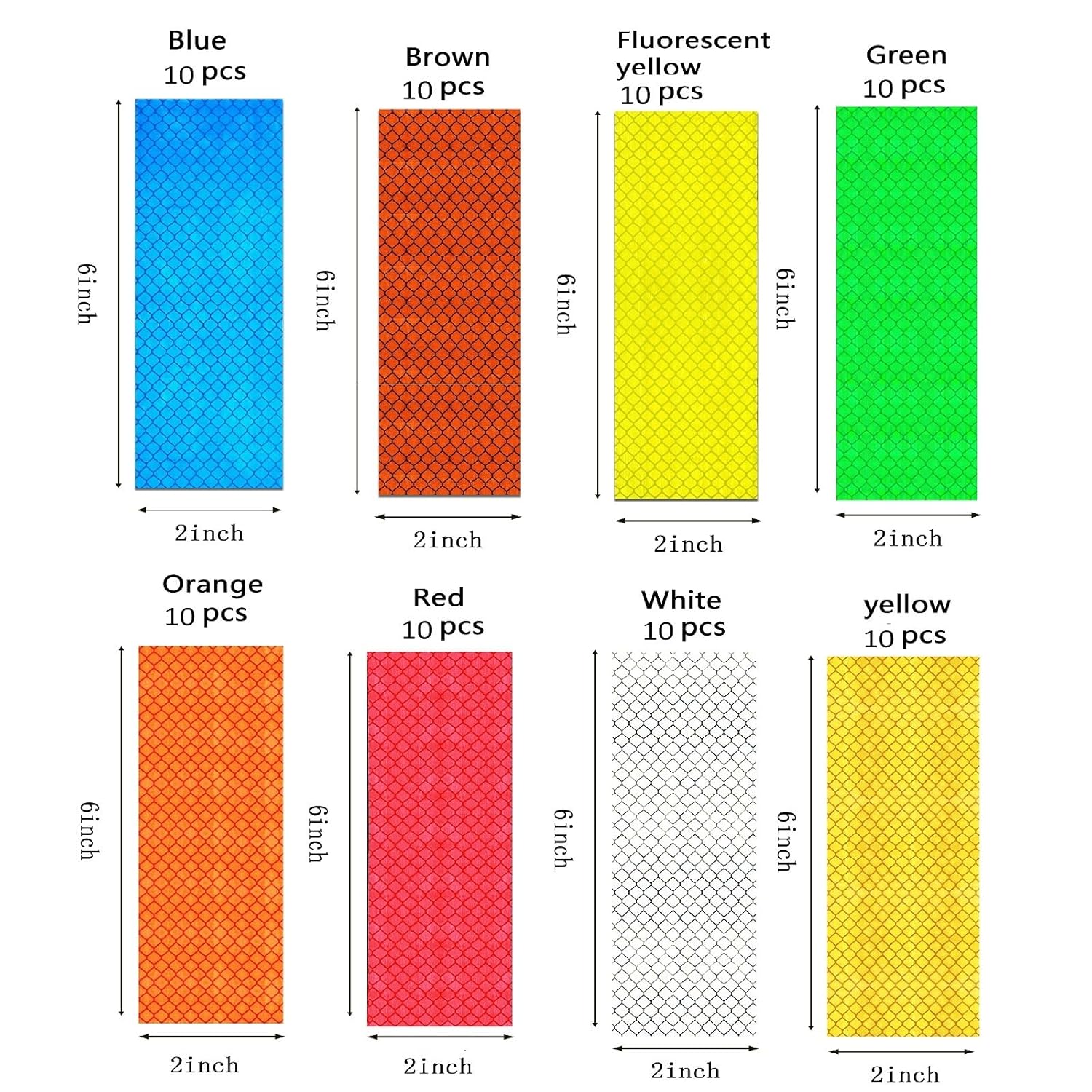 Non Fading Reflective Stickers 2 inch X 6 inch, Outdoor Waterproof High Visibility Warning Safety Adhesive Reflector Tape (80 Pcs)