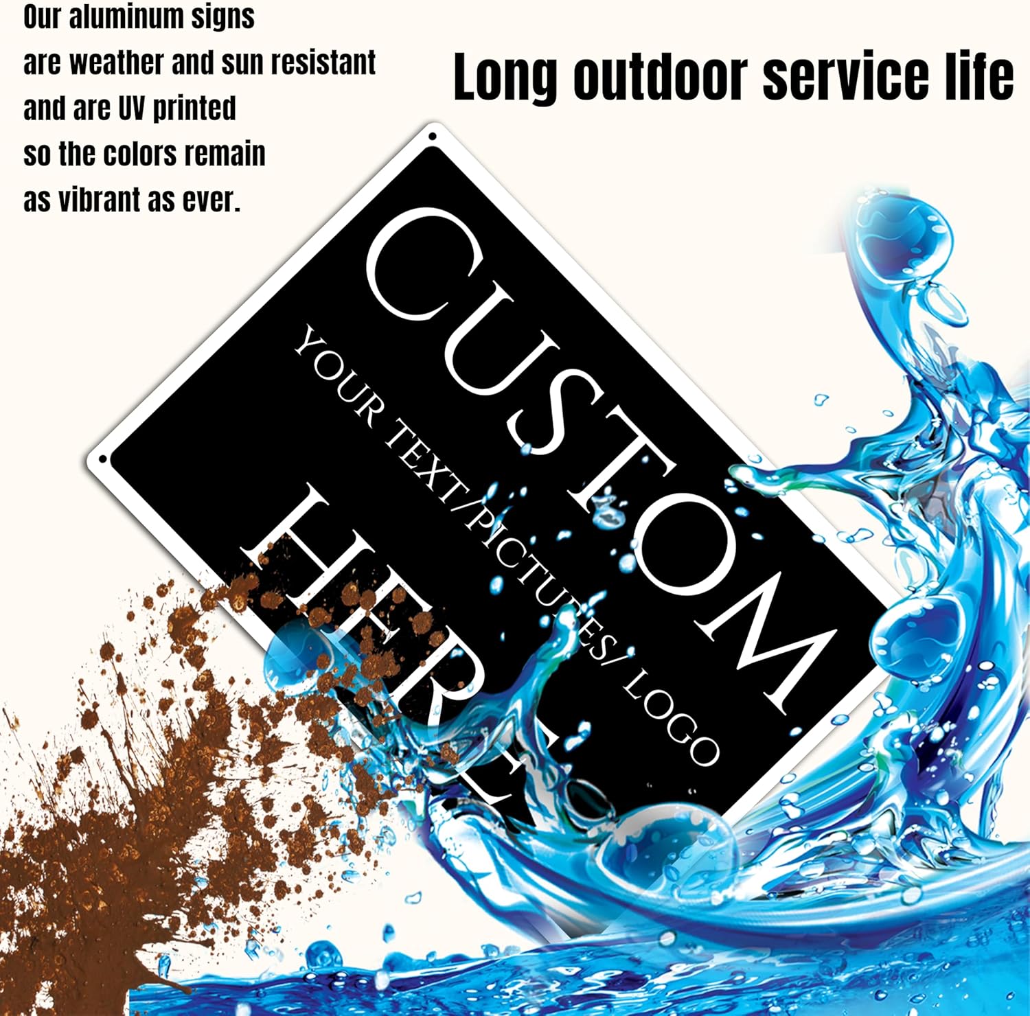 Custom Sign, Custom Metal Signs Personalized，Aluminum Weatherproof Metal Sign Multiple Sizes, Customize for yardz, Business, Workplace, office, Home, Delivery Signs(16 * 12 Inch)