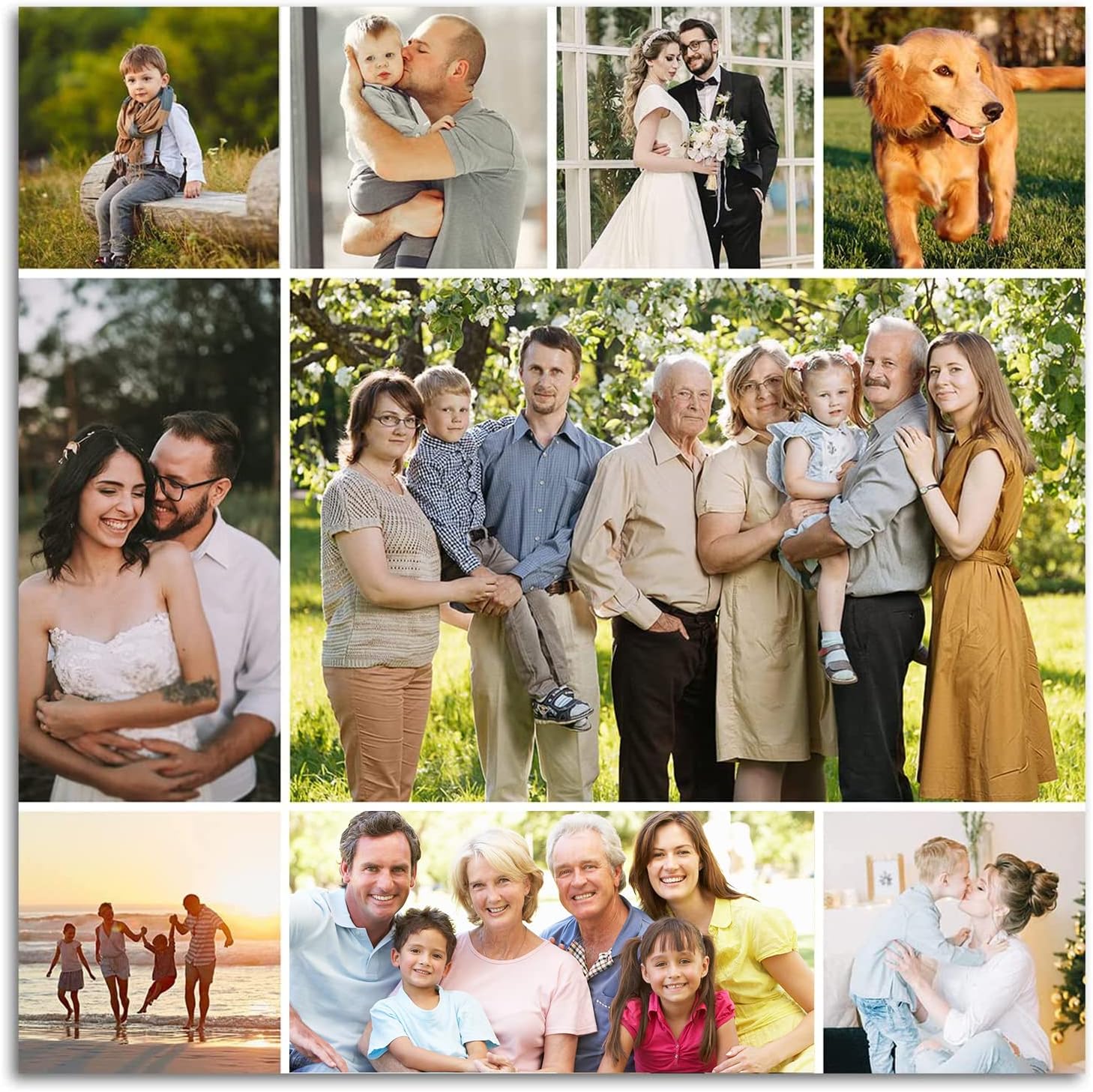 LZIMU 10 Picture Collage Canvas Prints Personalized Multi Photo Wall Art Custom Your Image to Canvas Customized Family Gifts Home Decor (Collage Photo-7, No frame)