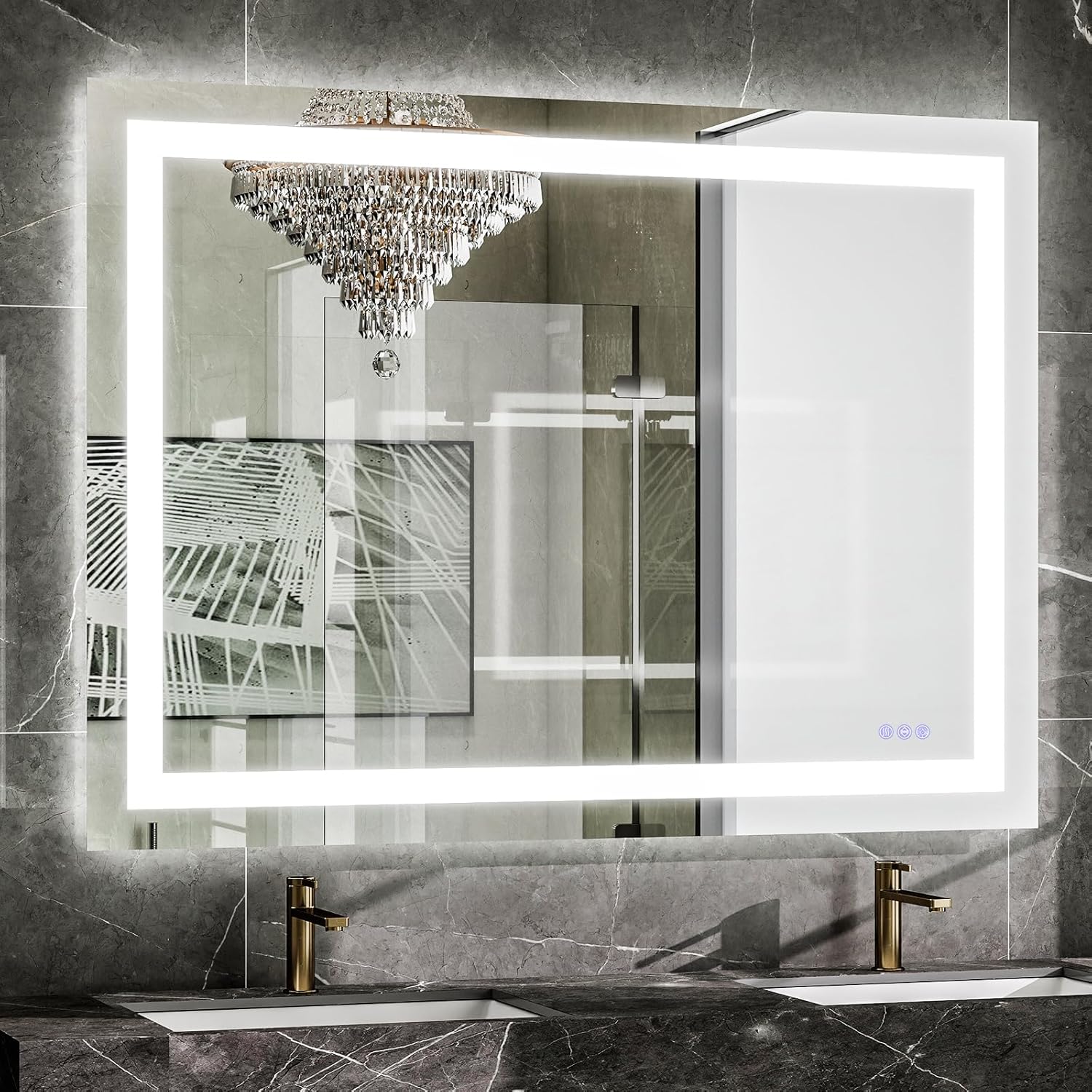 VooBang LED Bathroom Mirror 32 x 48 inches - 3 Adjustable Lighting Modes Lighted Smart Bathroom Vanity Mirror, Anti-Fog, Memory Function, Tempered Glass, Wall Mounted Horizontally Vertically
