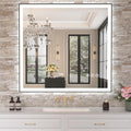 Amorho LED Bathroom Mirror with Black Frame, 40"x 38" Front Light and Backlit(Controlled Separately), Stepless Dimmable, Anti-Fog, Shatter-Proof, 3 Colors, Memory