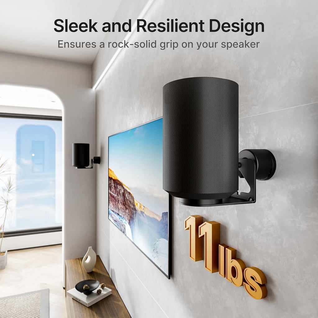 Adjustable Speaker Wall Mount for Sonos Era 100 and Era 300, Flexible Angle Adjustment, Surround Sound Speaker Wall Bracket Compatible with Sonos Era Speakers,1 Pair,Black