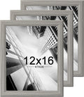 KTKDE 12x16 Picture Frame Set of 3,Grey Wooden frames, Vertical & Horizontal Wall Hanging for Wall Display,Studio Gallery Photo Frame for Photos, Posters & Art Prints