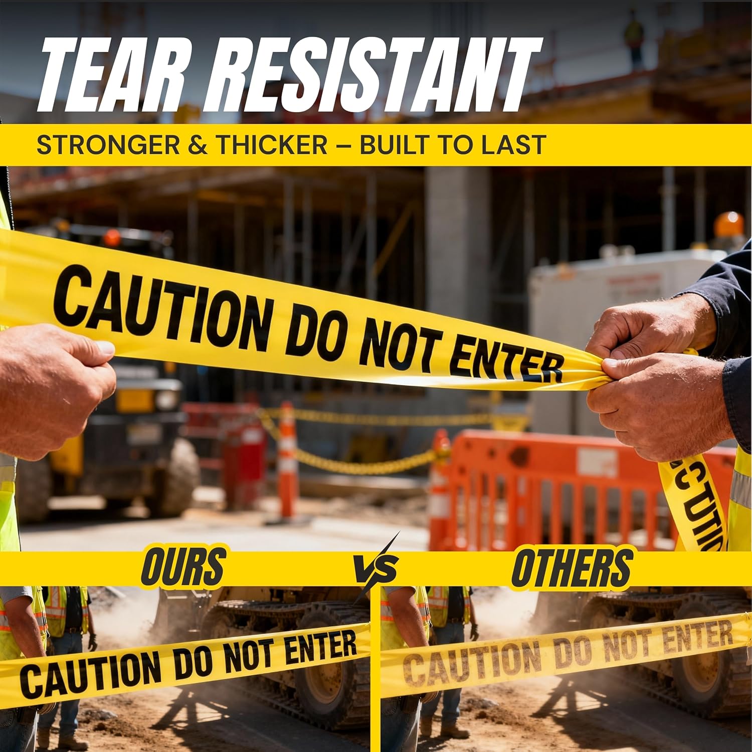 Caution Do Not Enter Tape 3 inch X 1000 feet • Bright Yellow with a Bold Black Print • 3 in. Wide for Maximum Readability • Tear Resistant Design