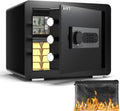 DAYI Safe Box, 0.8 Cubic Feet Home Safe with Fireproof Waterproof Bag, Security Safe Box for Money Cash Valuables, Digital Electronic Keypad, Dual Alarm System, Removable Shelf - D-25