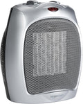 Amazon Basics Ceramic Space Heater, Portable Indoor Heating Solution, With Overheat and Tip-Over Protection, Thermostat, Non-Oscillating, 1500W, 7.52"D x 6.34"W x 9.45"H, Silver
