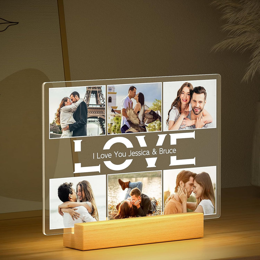 Custom Picture Frame with Photo, Personalized Photo Frame, Customized Picture Frames, Personalized Anniversary Valentines Day Gifts for Women Men Her Him Couples Wife