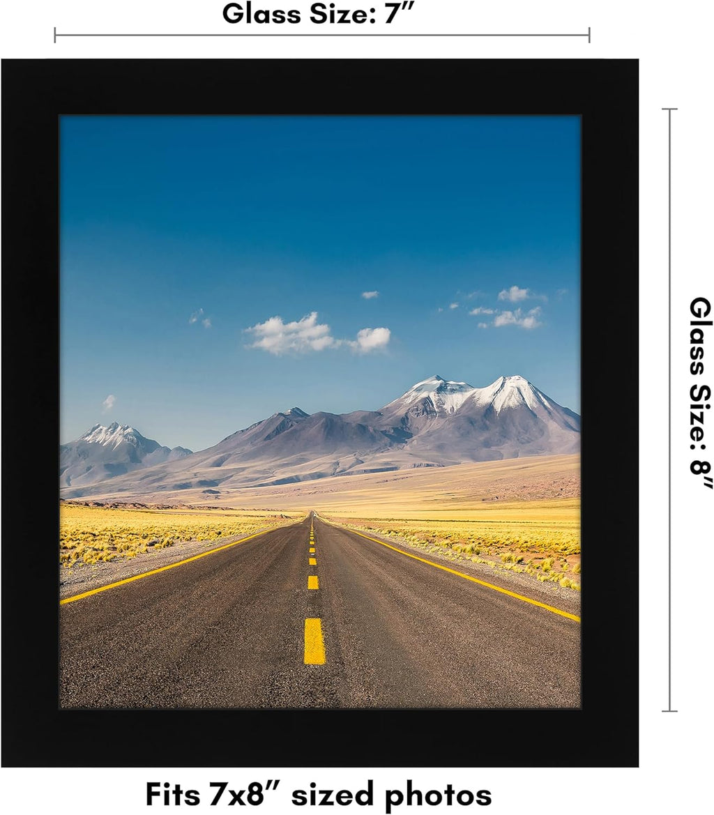 Americanflat 7x8 Picture Frame with Shatter-Resistant Glass - Signature Collection - Gallery-Style Frames Made of Engineered Wood - Photo Frame for Tabletop and Wall Display - Black