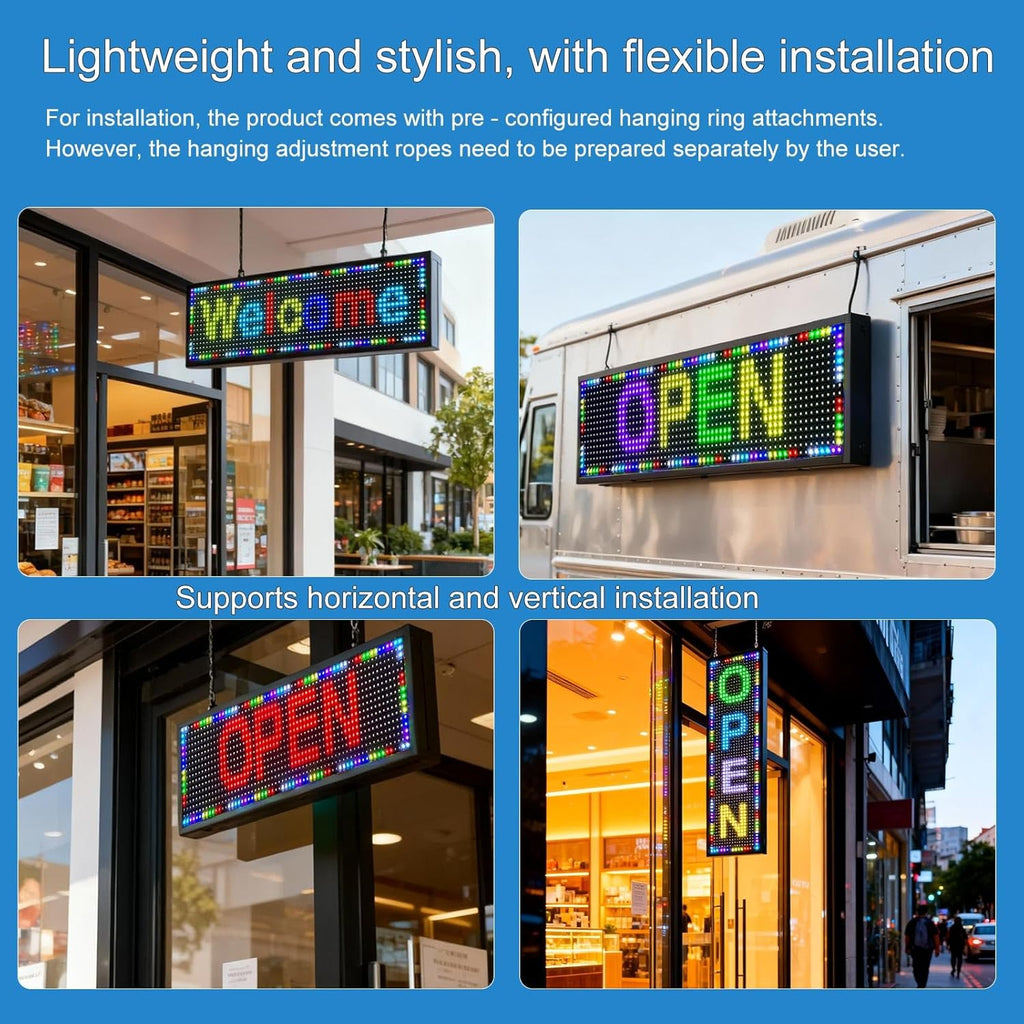 P10(26" * 7") Scrolling Led Sign Programmable Outdoor Digital Signs For Business Electronic Message Board Wifi Control Display Screen Panel Custom Full Color Neon Advertising Word Light