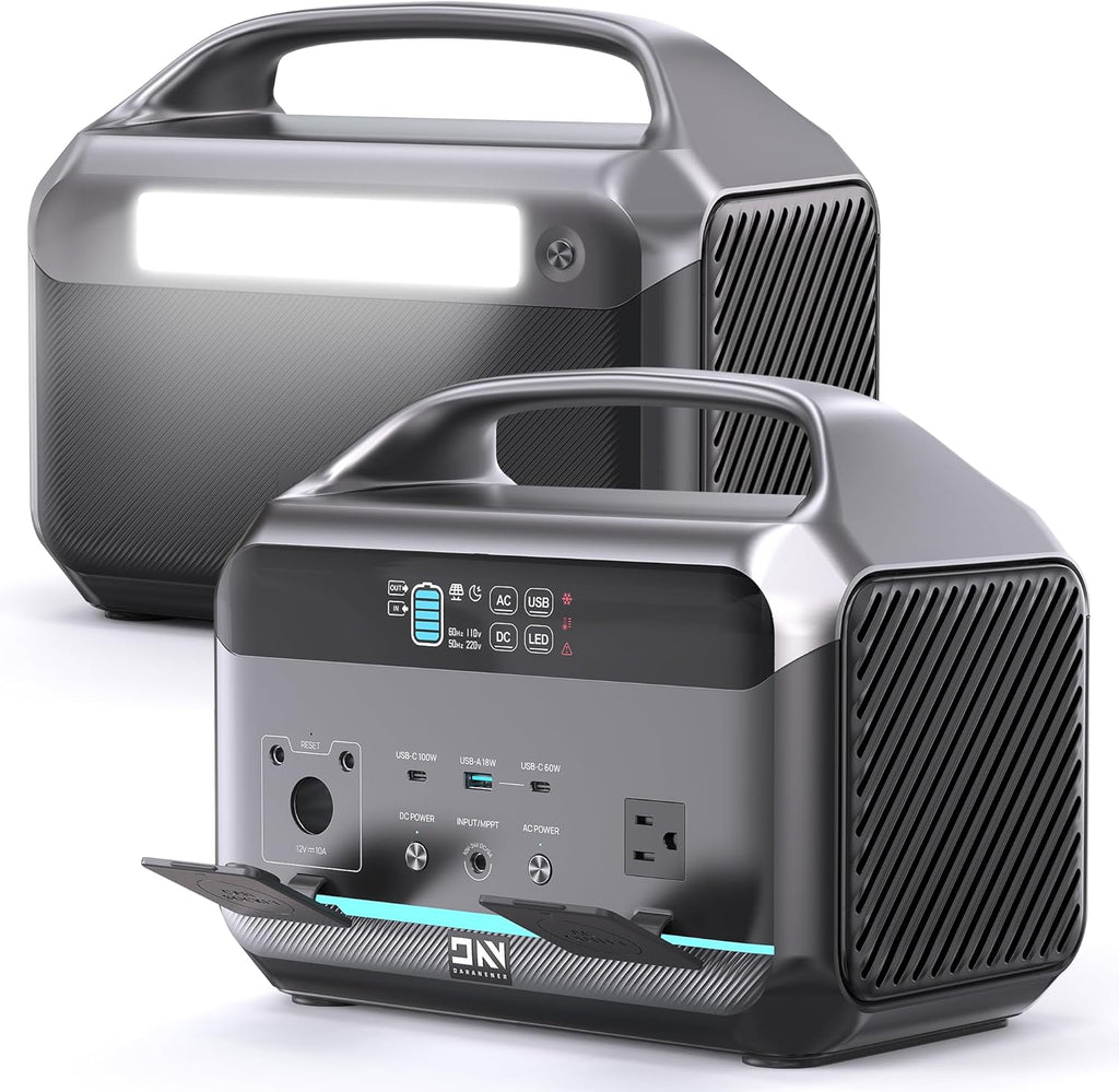 Portable Power Station 600W (1200W Surge), 576Wh LiFePO4 Electric Generator with 1Hr Fast Charging, 100W USB-C PD Output, Solar Power Bank for Home Emergency, Camping, RV Travel, CPAP (Solar Optional)