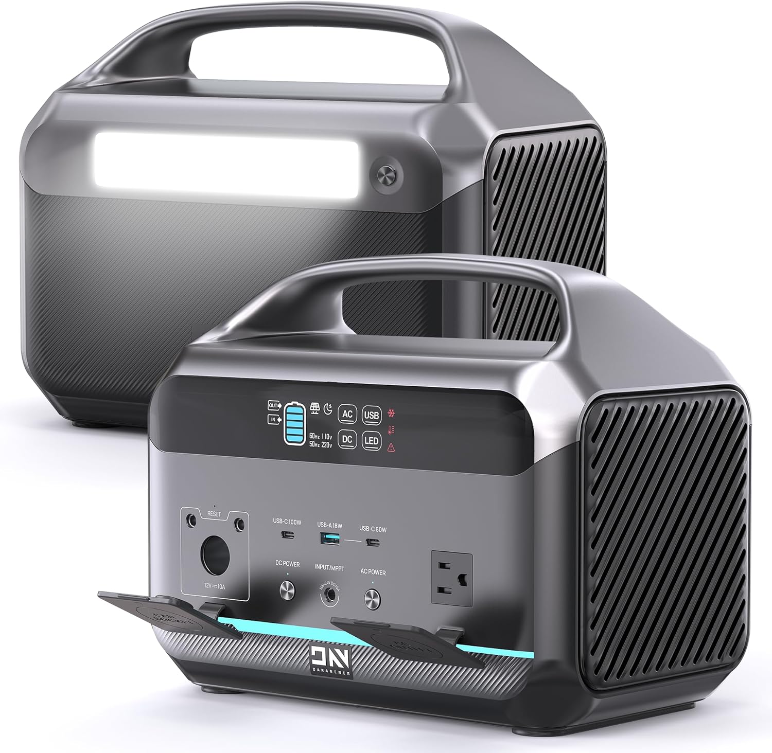 Portable Power Station 600W (1200W Surge), 576Wh LiFePO4 Electric Generator with 1Hr Fast Charging, 100W USB-C PD Output, Solar Power Bank for Home Emergency, Camping, RV Travel, CPAP (Solar Optional)