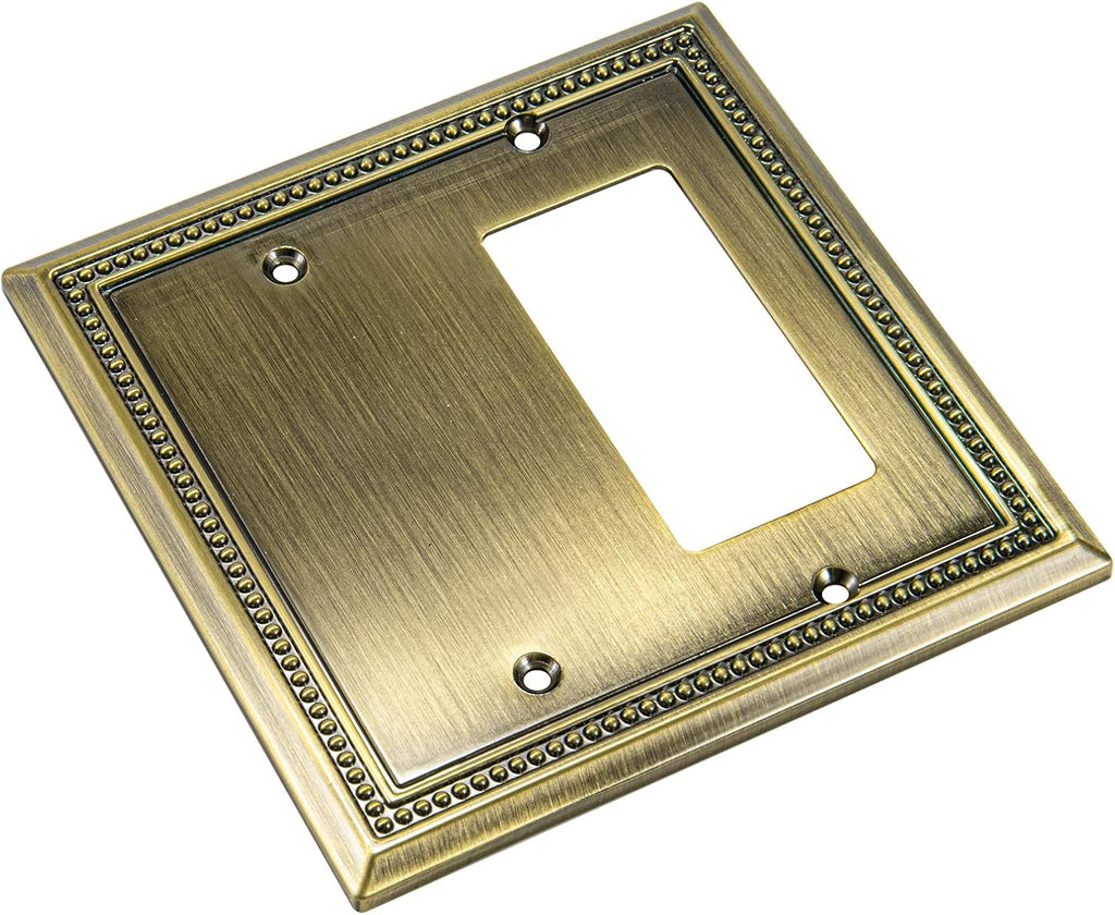 Henne Bery Sunken Pearls Heavy Duty Decorative Wall Plate Switch Plate Outlet Cover (Blank/Decorator, Antique Brass)