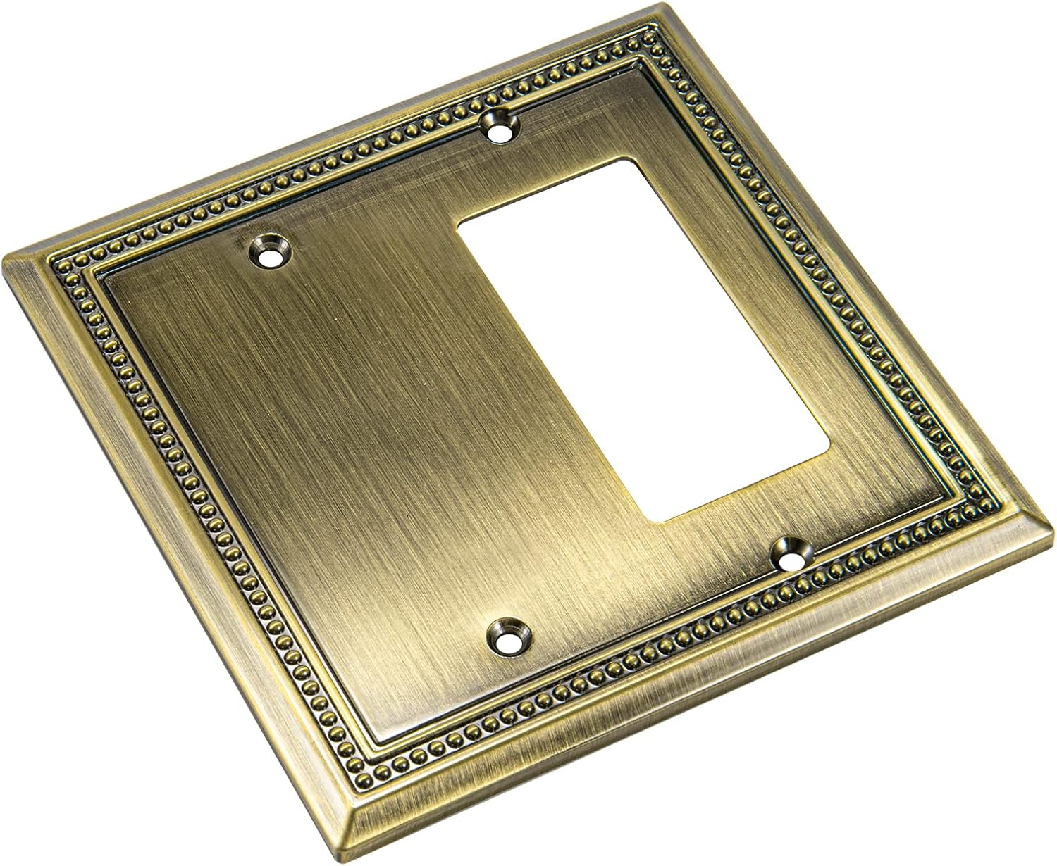 Henne Bery Sunken Pearls Heavy Duty Decorative Wall Plate Switch Plate Outlet Cover (Blank/Decorator, Antique Brass)