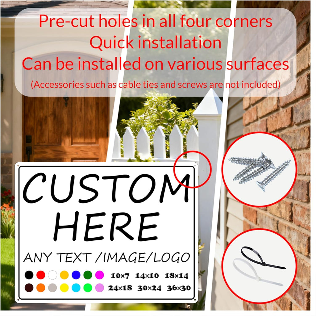 Custom Signs Outdoor-30×24inches-Large size,Prefabricated holes, weather-resistant, rust-proof,Optional reflective, night road signs, night warning signs